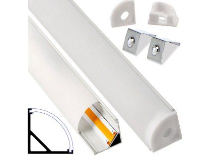 32875 hlinikovy profil pre led pasik 8 a 10 mm rohovy biely 2m sada