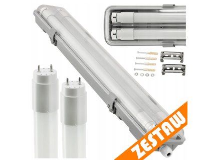 Hermetické svítidlo 120cm + 2x LED trubice voděodolné - studená bílá