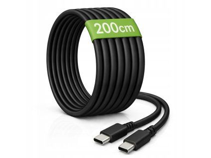 2M síťový kabel usb-c - usb-c 20W černý pro nabíjení a přenos dat