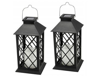 2x Solární LED Zahradní Lucerna Svíčka Černá 2V 35MA
