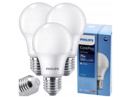 3x LED žárovka PHILIPS E27 10W 1055lm 2700k eyecomfort corepro