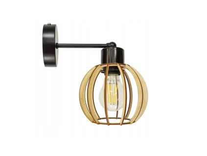 Nástěnná lampa - E27 - malá dřevěná koule - černá