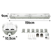 Svítidlo pro LED trubice TRU037 - T8 - 2x150cm - 230V - IP65