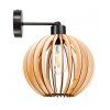 Nástěnná lampa - kinkiet - E27 - dřevěná koule - černá