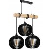 LED stropní svítidlo závěsné dřevěný trám 3xE27 koule - černá