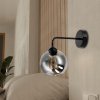 Skleněná LED nástěnná lampa 1xE27 - kouřová koule