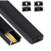 LED profil hliníkový povrchový 2M - černý SET