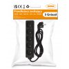Prodlužovací kabel 1,5m s uzemněním 5 zásuvek - černý 3*1mm2 13A 3000W