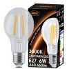 52654 led zarovka s vlaknem e27 6w tepla bila