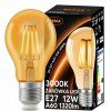 52663 led zarovka e27 s vlaknem amber 12w tepla bila