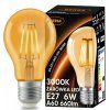 52669 led zarovka e27 s vlaknem amber 6w tepla bila