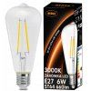 52672 led zarovka s vlaknem e27 st64 8w tepla bila