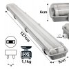 Hermetické svítidlo 120cm lampa + 2x LED trubice Voděodolné 6000K studená teplota