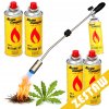 Plynová kartuše 4× + plynový hořák na zapalování grilu, kartuše, opalovač