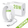 Sada: rychlá síťová nabíječka 20 W + USB-C kabel 100 cm (1 m), napájecí adaptér