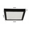 LED stropní svítidlo pro přisazenou montáž 24W 2640lm 4000K Černý čtverec