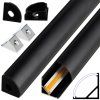 Hliníkový profil pro LED pásek 8 a 10 mm, rohový, úhlový, černý, sada 2m