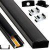 Hliníkový LED profil pro povrchově montovaný zapuštěný pásek, černý kryt, sada 2m