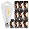 10x LED žárovka E27 6W 660lm 3000k vláknová retro st64