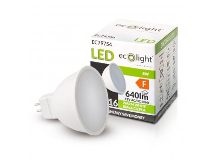 LED žiarovka MR16 12V 8W teplá biela