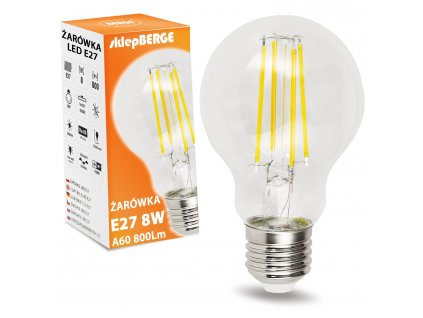 38701 led zarovka e27 a60 8w neutralni bila