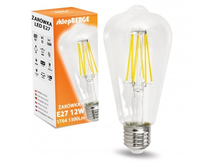 38737 led zarovka e27 st64 12w neutralni bila