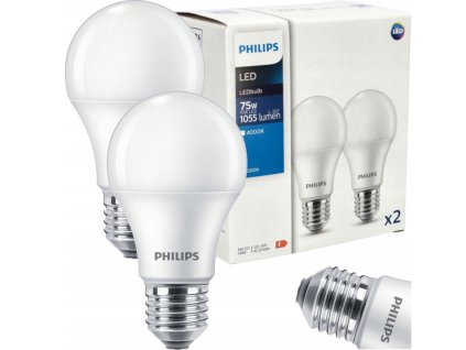 52153 2x led zarovka philips e27 10w 1055lm 4000k