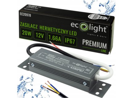 45118 45118 hermeticky led zdroj 12v 20w ip67 vodeodolny