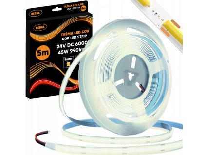 49240 49240 led pasek cob neon 24v 480d 9w m ip20 990lm 5m studena barva