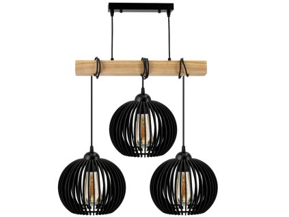 51742 led stropni svitidlo zavesne dreveny tram 3xe27 koule cerna