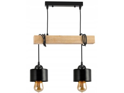 44929 44929 led zavesne stropni svitidlo dreveny tram 2xe27 lustr loft cup black