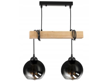 44956 44956 led zavesne stropni svitidlo dreveny tramovy 2xe27 lustr smoke grey