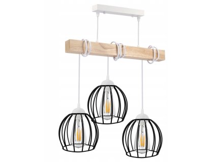 48388 48388 led zavesne stropni svitidlo drevene bile 3xe27 dratena koule