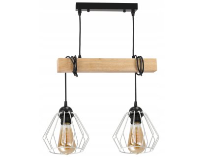 44977 44977 led zavesne stropni svitidlo dreveny tram 2xe27 diamond white lustr