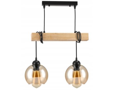 44986 44986 led zavesne stropni svitidlo dreveny tram 2xe27 jantarovy jantarovy lustr