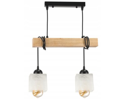 44935 44935 led zavesne stropni svitidlo dreveny tram 2xe27 lustr milk cube