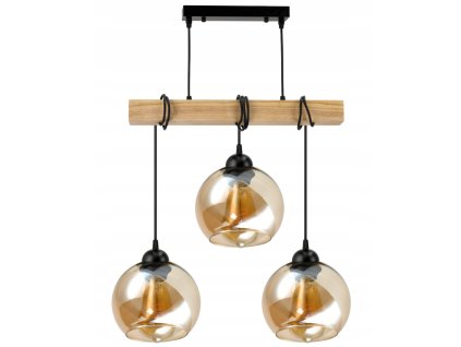 44875 44875 led zavesne stropni svitidlo dreveny tram 3xe27 amber jantarovy lustr