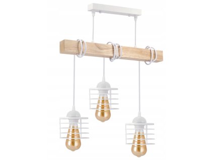 48379 48379 led zavesne stropni svitidlo dreveny tram 3xe27 bila pruzina