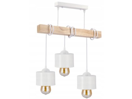 48376 48376 led zavesne stropni svitidlo dreveny tram 3xe27 kovovy kelimek bily