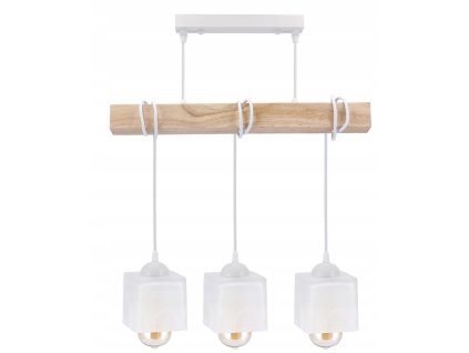48346 48346 led zavesne stropni svitidlo dreveny tram 3xe27 loft mlecna kostka bila