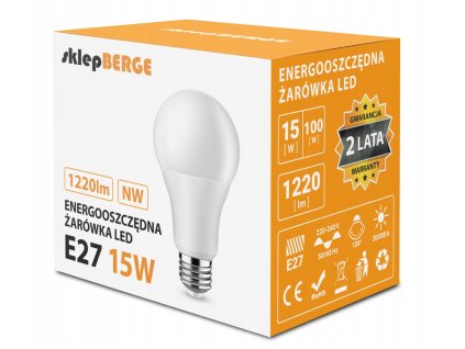 48550 48550 led zarovka e27 15w 1500lm neutralni bila