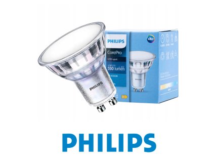 47161 47161 led zarovka philips corepro gu10 4 9w 550 lm neutralni bila premium