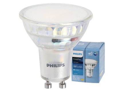 47446 47446 led zarovka philips gu10 4 9w 550 lm tepla bila corepro premium