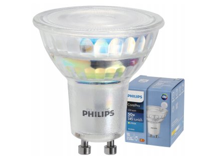 47434 47434 led zarovka philips gu10 4w 345 lm tepla bila corepro premium