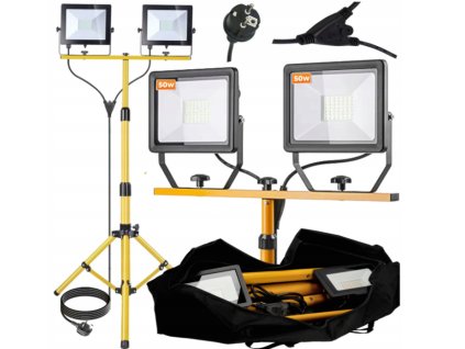 33915 sada led reflektoru 2x50w 160cm stativ kryt neutralni bila