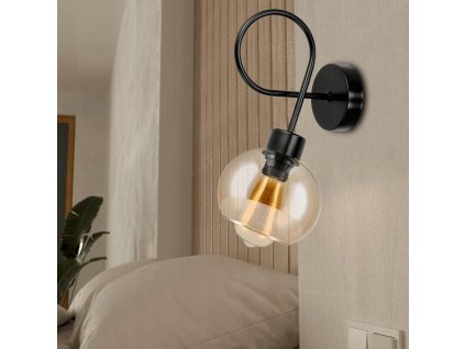 51991 sklenena led nastenna lampa loft 1xe27 jantarova barva