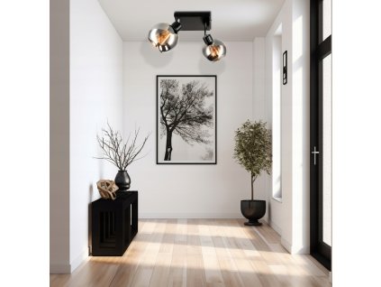 52072 sklenena led stropni lampa 2xe27 kourova koule