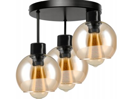 51997 sklenena led stropni lampa 3xe27 jantarova barva
