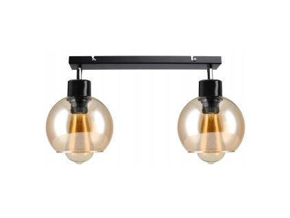 52009 1 szklana lampa sufitowa led loft 2xe27 kolor bursztynowy