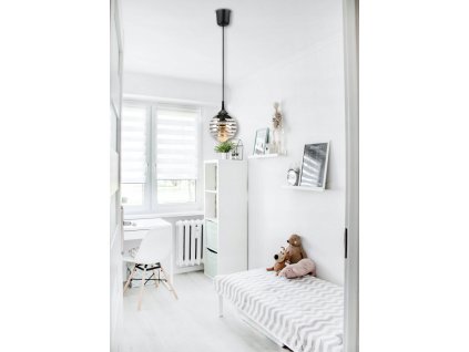 52192 sklenena led zavesna lampa 1xe27 kulicka s horizontalnimi pruhy